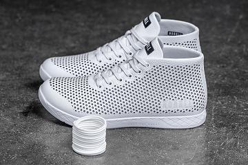 Men's Nobull Leather Mid Trainers White | SG K2317O